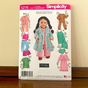 Retired simplicity pattern #5276 one size Elaine Heigl designs custom fits dolls